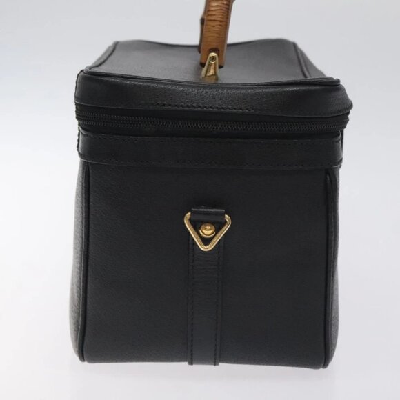 GUCCI Bamboo Hand Bag Leather Black Gold 013 122 2491 Auth SW974 - Picture 4 of 14